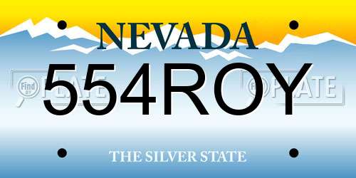 554ROY Nevada License Plate