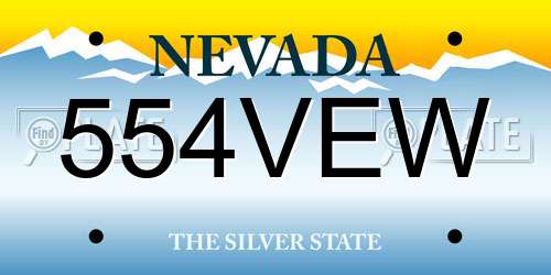 554VEW Nevada License Plate