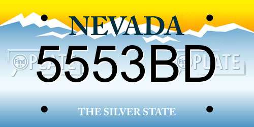 5553BD Nevada License Plate