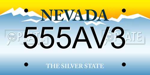 555AV3 Nevada License Plate