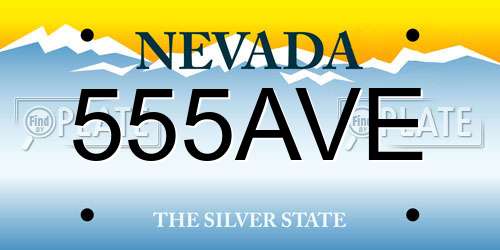 555AVE Nevada License Plate