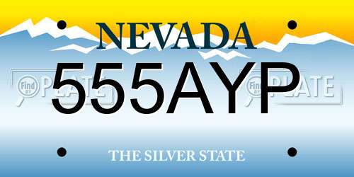 555AYP Nevada License Plate