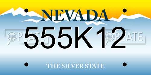 555K12 Nevada License Plate