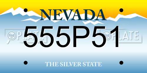 555P51 Nevada License Plate