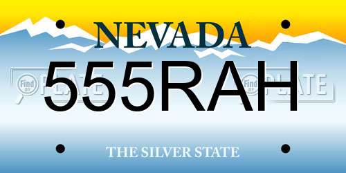 555RAH Nevada License Plate