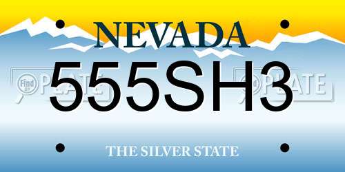 555SH3 Nevada License Plate