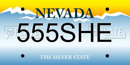 555SHE Nevada License Plate