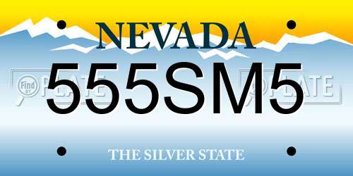 555SM5 Nevada License Plate
