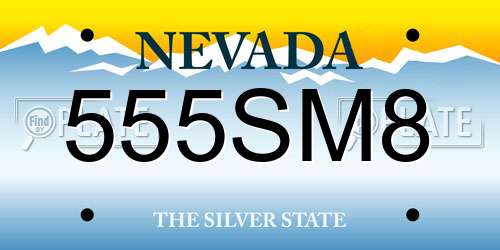 555SM8 Nevada License Plate