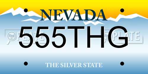555THG Nevada License Plate