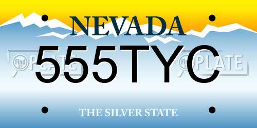 555TYC Nevada License Plate