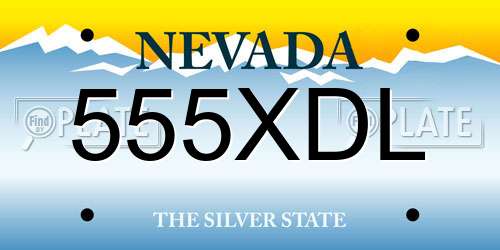 555XDL Nevada License Plate