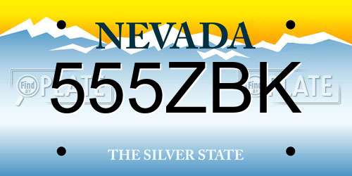 555ZBK Nevada License Plate