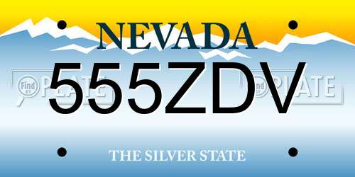 555ZDV Nevada License Plate