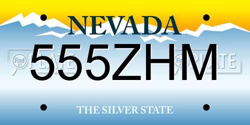 555ZHM Nevada License Plate