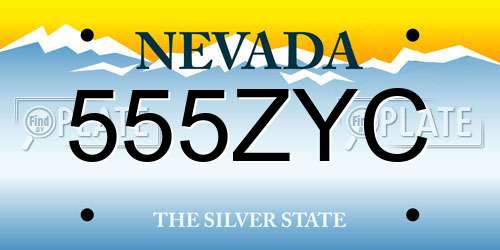 555ZYC Nevada License Plate