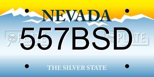 557BSD Nevada License Plate