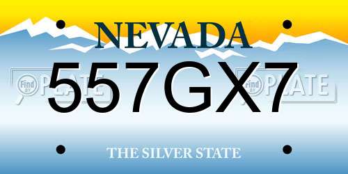 557GX7 Nevada License Plate