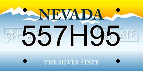 557H95 Nevada License Plate