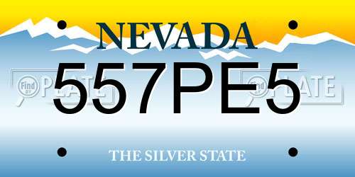 557PE5 Nevada License Plate