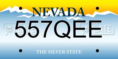 557QEE Nevada License Plate