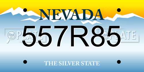 557R85 Nevada License Plate