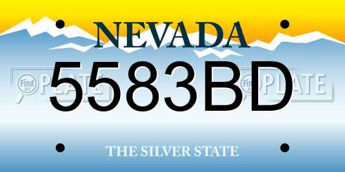 5583BD Nevada License Plate