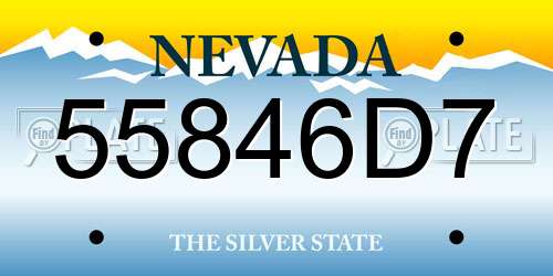 55846D7 Nevada License Plate