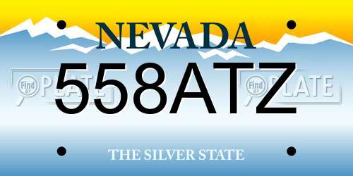 558ATZ Nevada License Plate