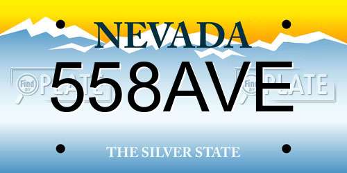 558AVE Nevada License Plate