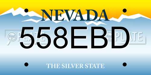 558EBD Nevada License Plate