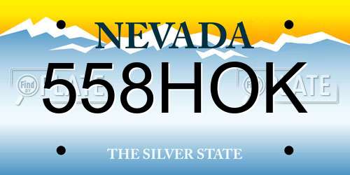 558HOK Nevada License Plate