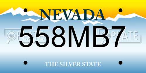 558MB7 Nevada License Plate