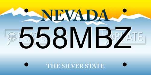 558MBZ Nevada License Plate