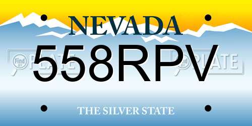 558RPV Nevada License Plate