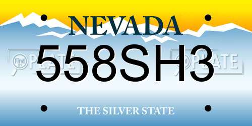 558SH3 Nevada License Plate