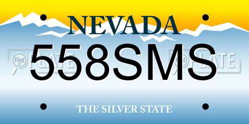 558SMS Nevada License Plate