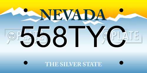 558TYC Nevada License Plate