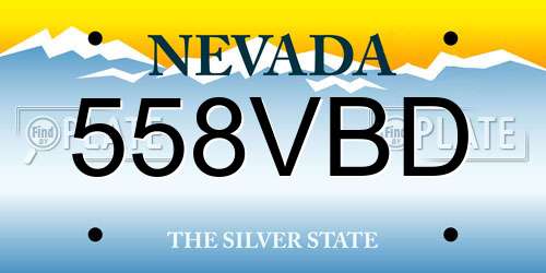 558VBD Nevada License Plate