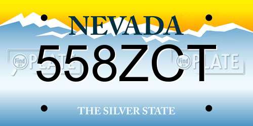558ZCT Nevada License Plate