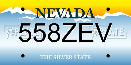 558ZEV Nevada License Plate