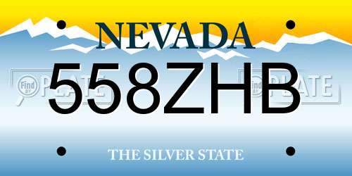 558ZHB Nevada License Plate