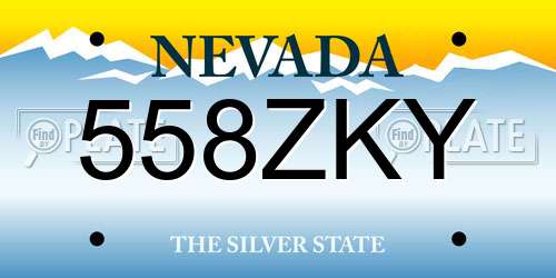 558ZKY Nevada License Plate