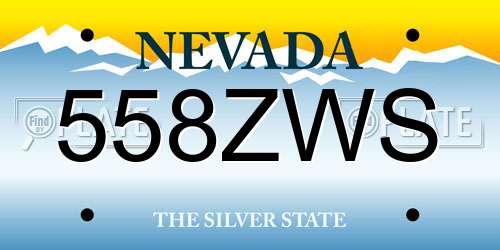 558ZWS Nevada License Plate