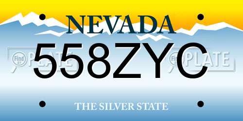 558ZYC Nevada License Plate
