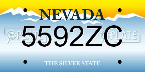 5592ZC Nevada License Plate