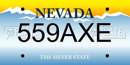559AXE Nevada License Plate