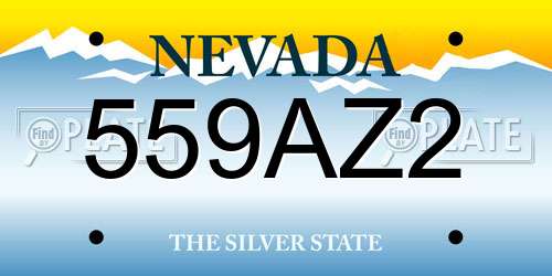 559AZ2 Nevada License Plate