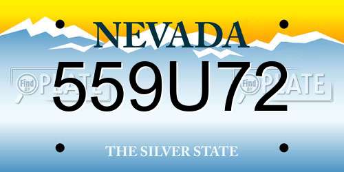 559U72 Nevada License Plate