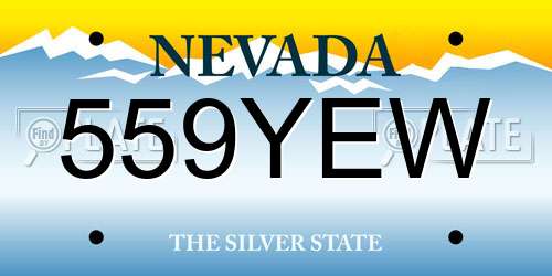 559YEW Nevada License Plate